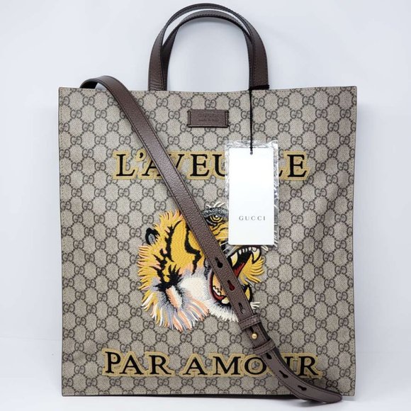GUCCI Supreme Tiger Patch/laptop/Office/Tote Bag - Picture 2 of 16